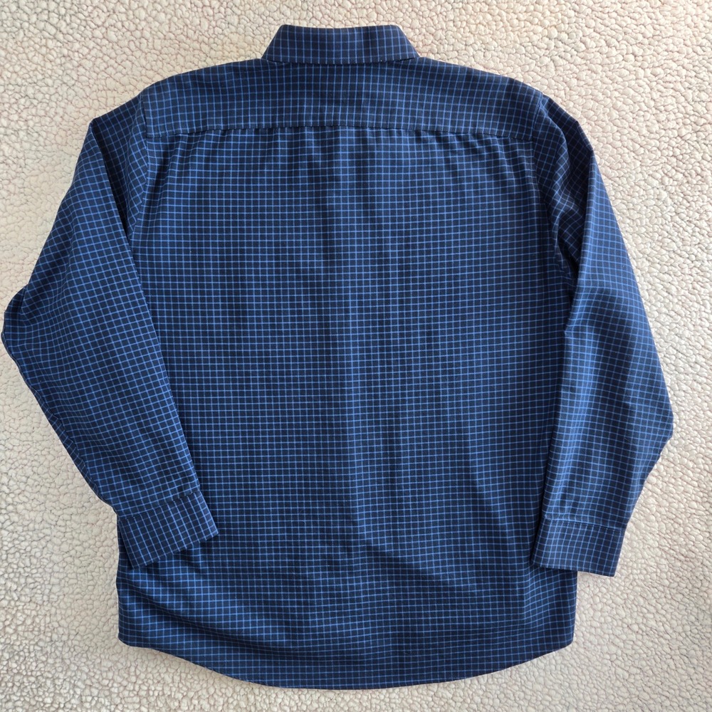 Stafford Mens FITTED XL Gingham Wrinkle Free Oxford Travel Button Shirt - Picture 8 of 8